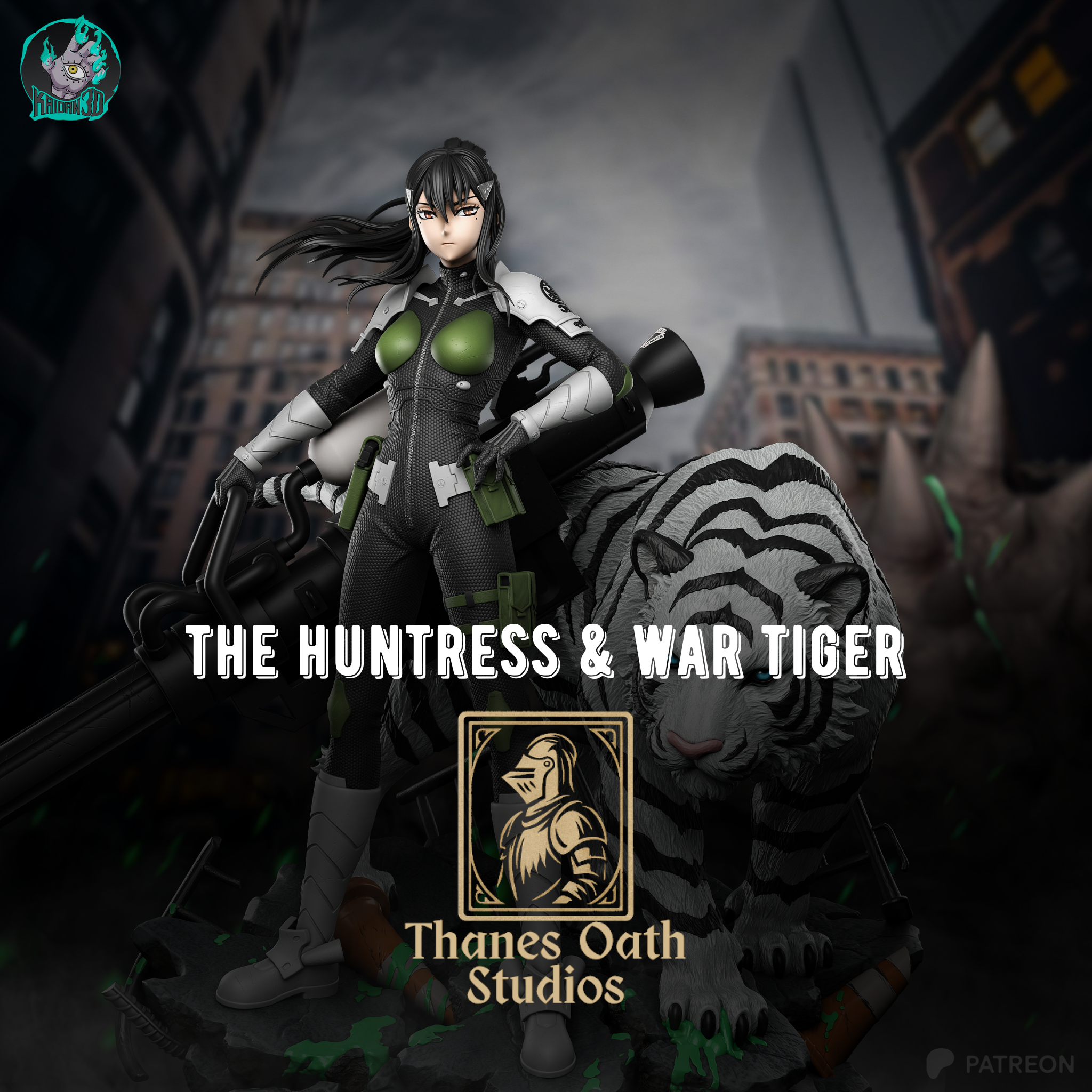 The Huntress & War Tiger - Maximum Detailed 16K Resin Statue