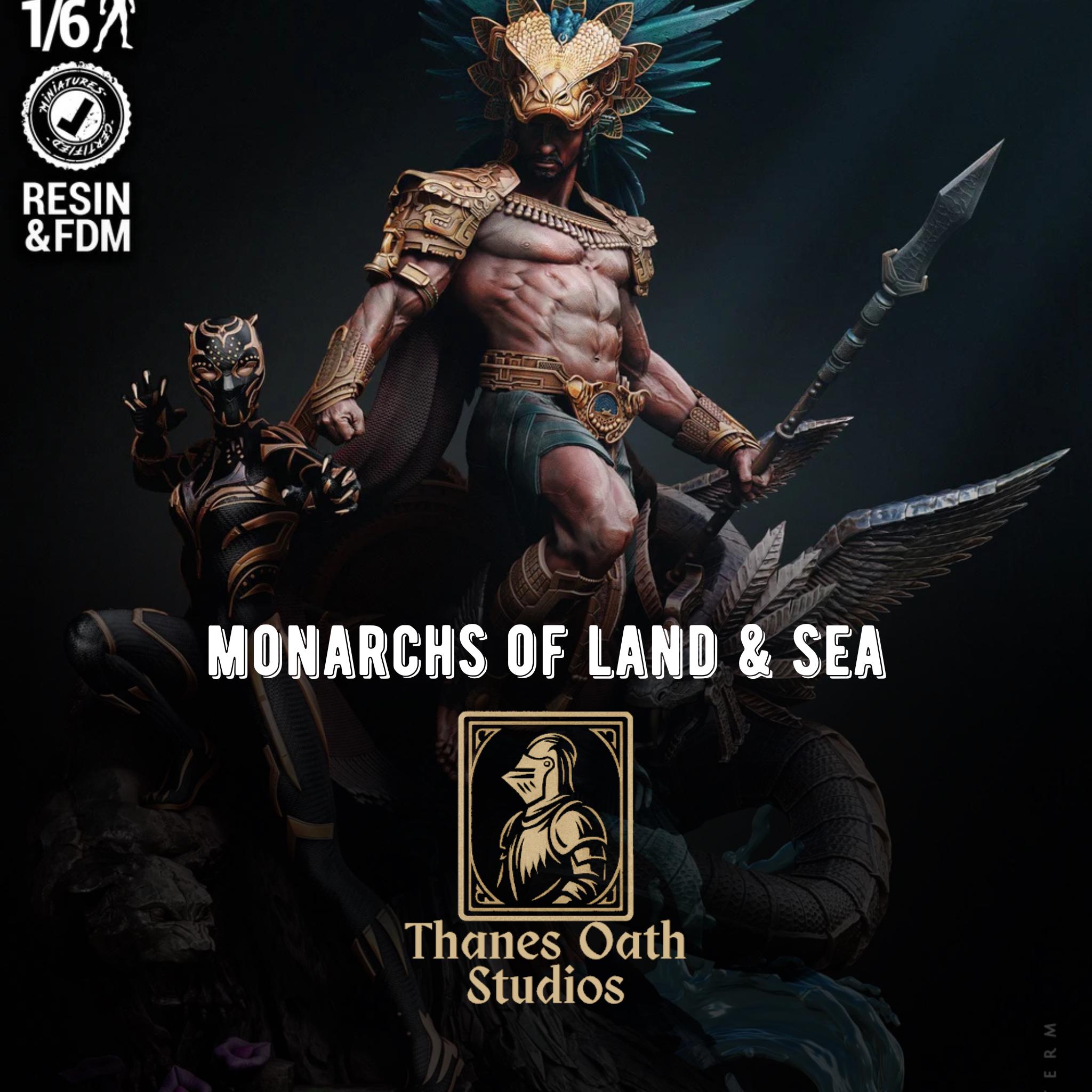 Monarchs Of Land & Sea - Superhero Comics Diorama Namor Black Panther Resin Figure 16K