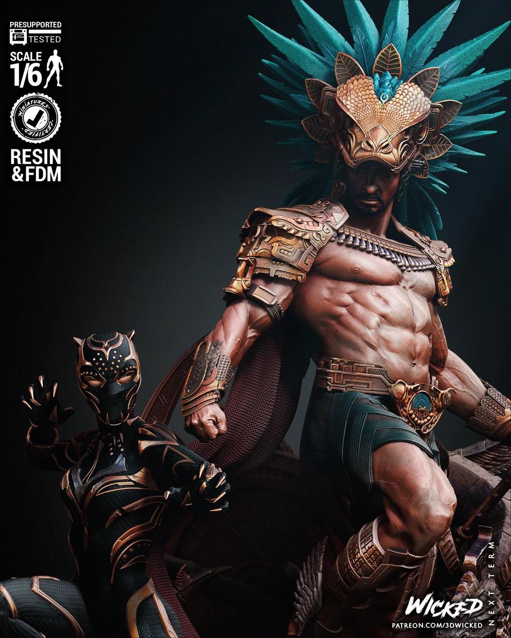 Monarchs Of Land & Sea - Superhero Comics Diorama Namor Black Panther Resin Figure 16K