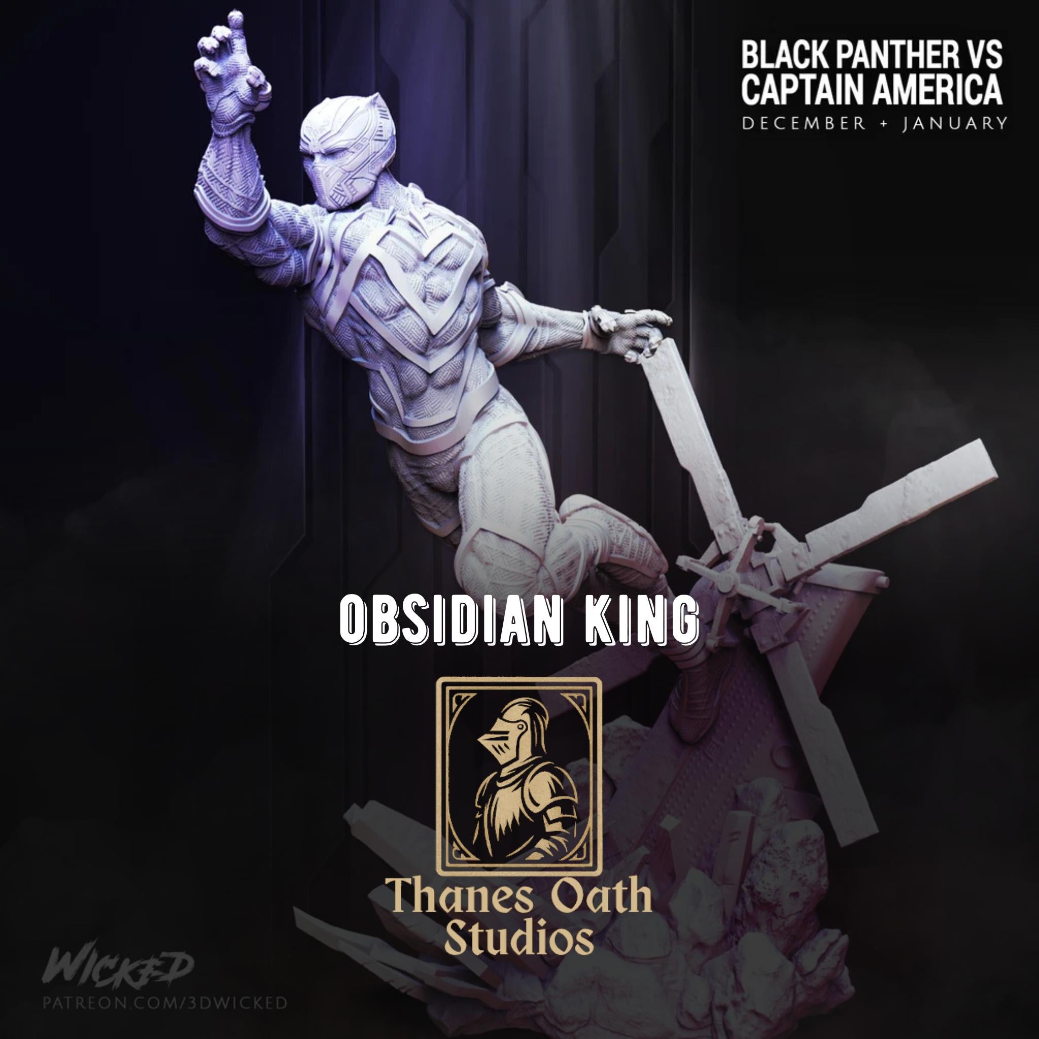Obsidian King - Superhero Panther King Comic African Warrior Black Panther Resin Figure 16K
