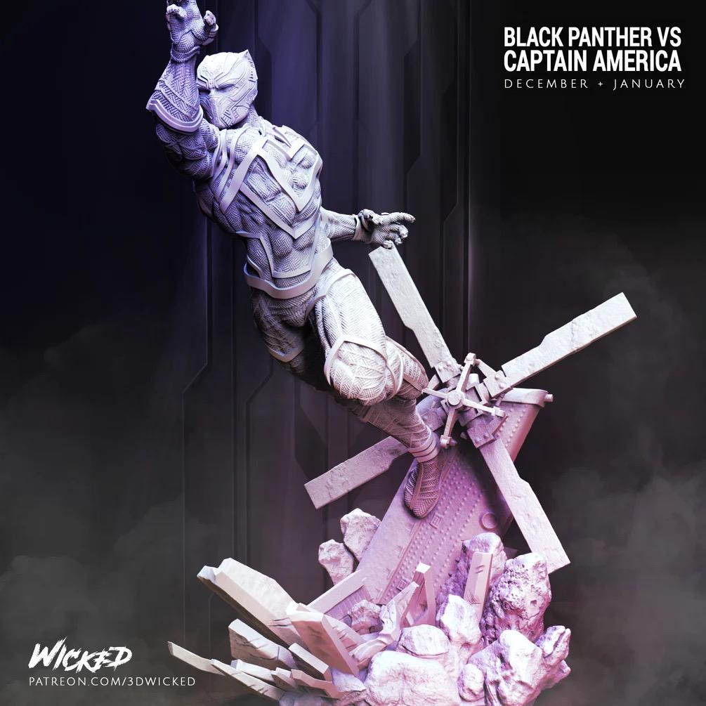 Obsidian King - Superhero Panther King Comic African Warrior Black Panther Resin Figure 16K