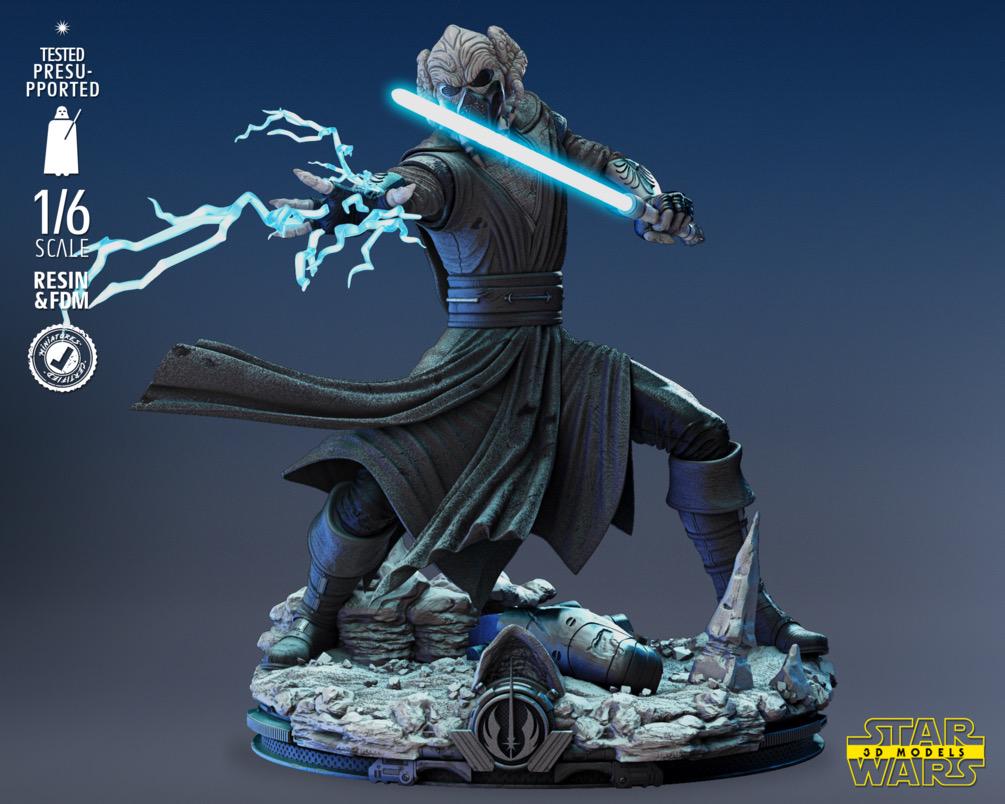 Storm-Masked Council Master - Sci Fi Alien Force Master High Council Plo Koon Resin Figure 16K