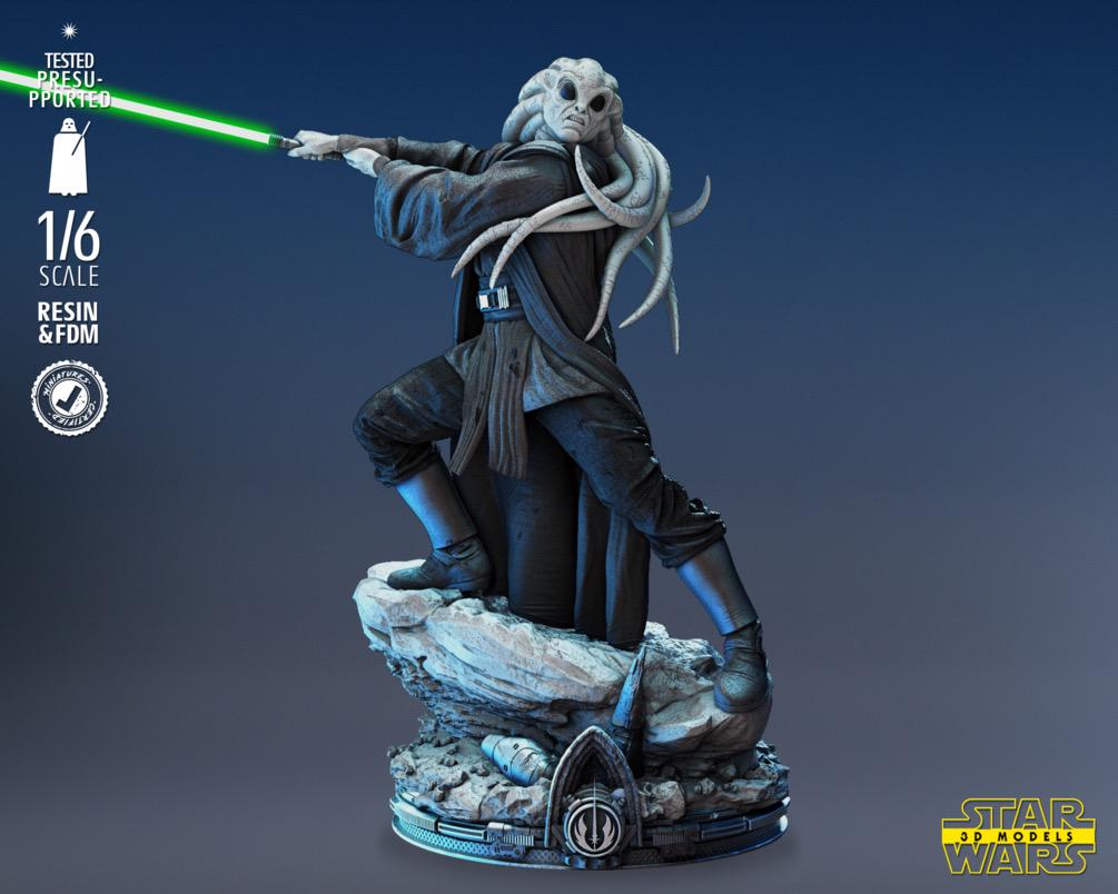 Tidebound Council Master - Sci Fi Alien Force Master High Council Kit Fisto Resin Figure 16K