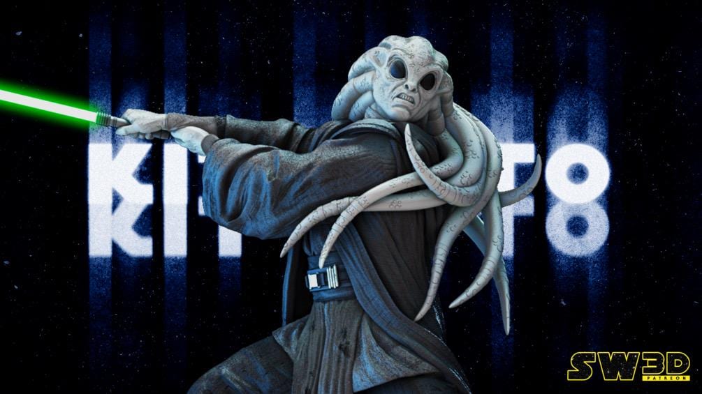 Tidebound Council Master - Sci Fi Alien Force Master High Council Kit Fisto Resin Figure 16K