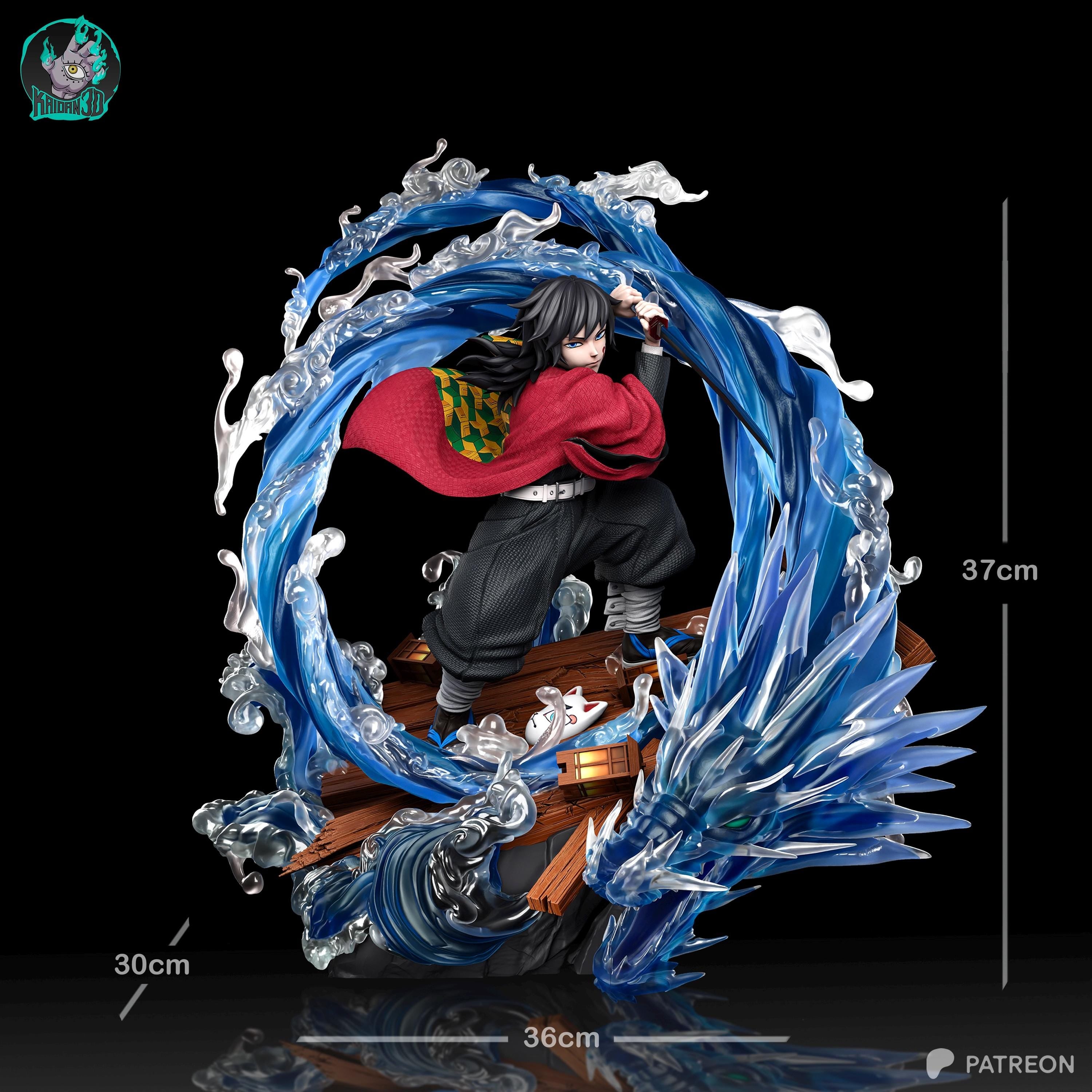 The Silent Tide - Demon Hunter Katana Warrior Anime Giyu Tomioka Resin Figure 16K