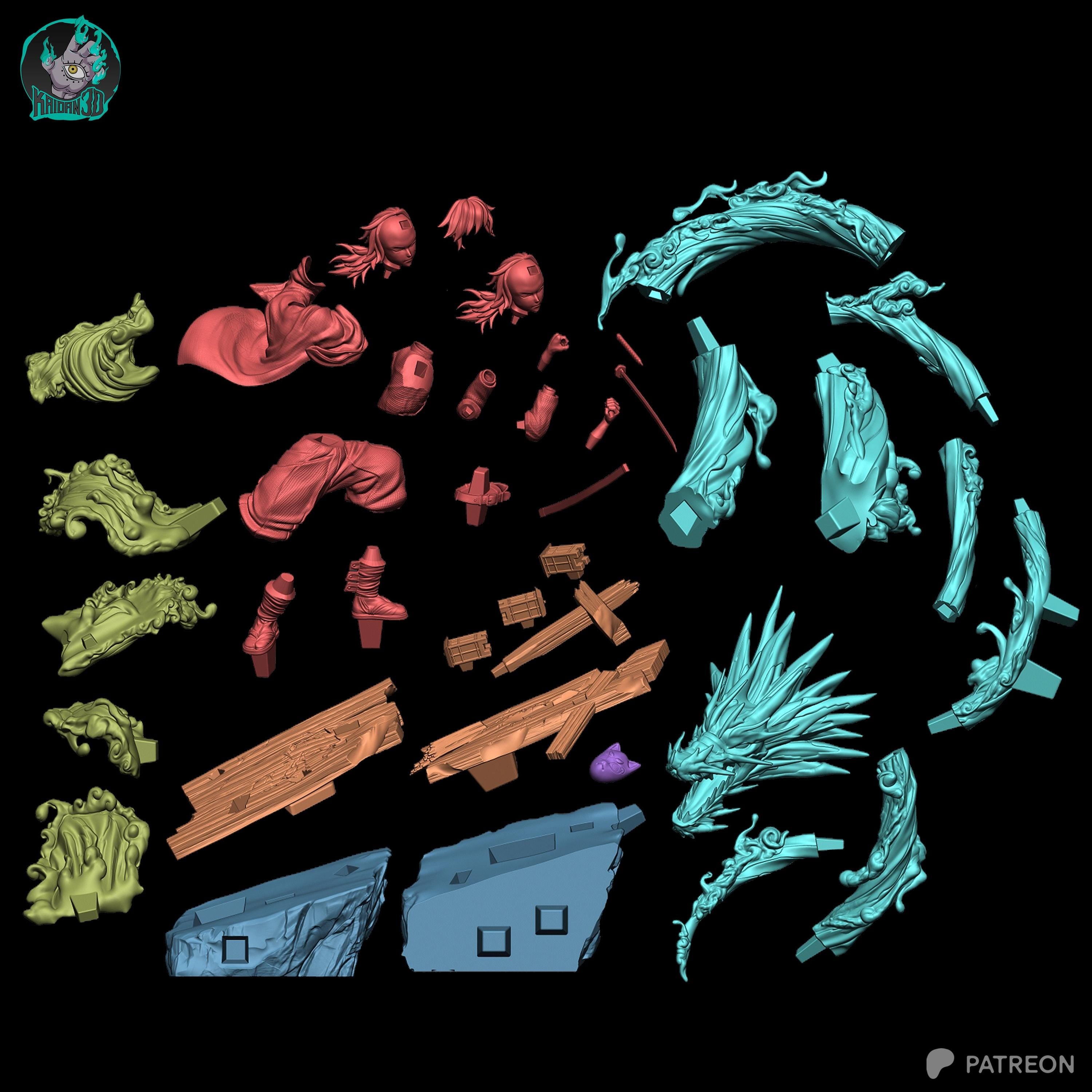 The Silent Tide - Demon Hunter Katana Warrior Anime Giyu Tomioka Resin Figure 16K