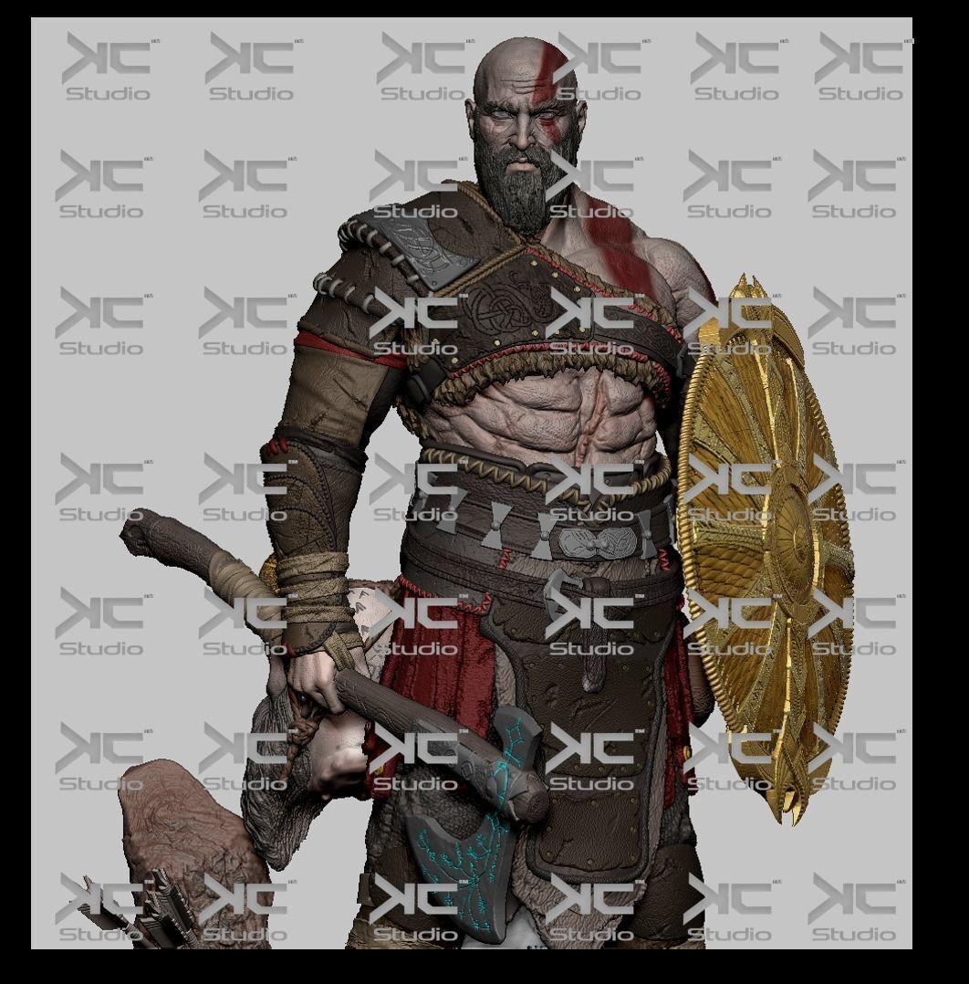 Scarred Godslayer - Nordic Dark Mythology Fantasy God Kratos Resin Figure 16K