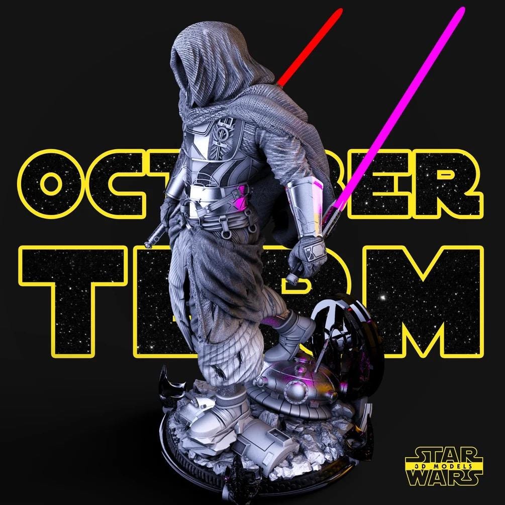 Crimson Warlord - Dark Lord Sci-Fi Mythic Horror Darth Revan Resin Figure 16K