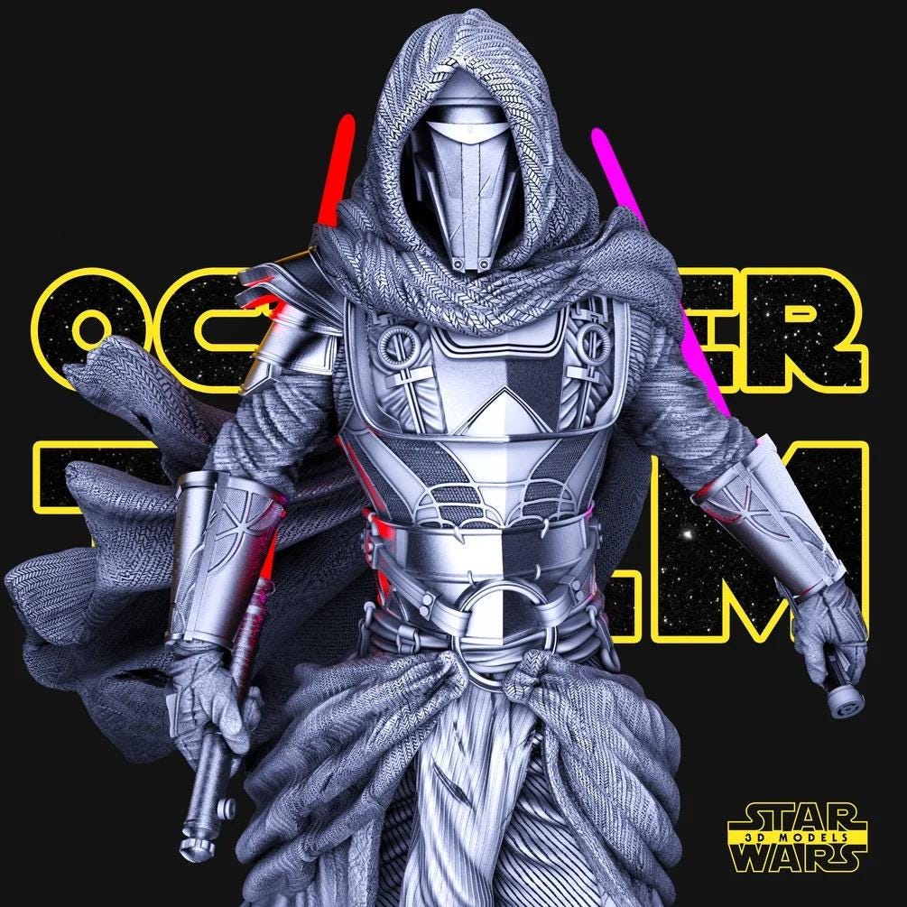 Crimson Warlord - Dark Lord Sci-Fi Mythic Horror Darth Revan Resin Figure 16K