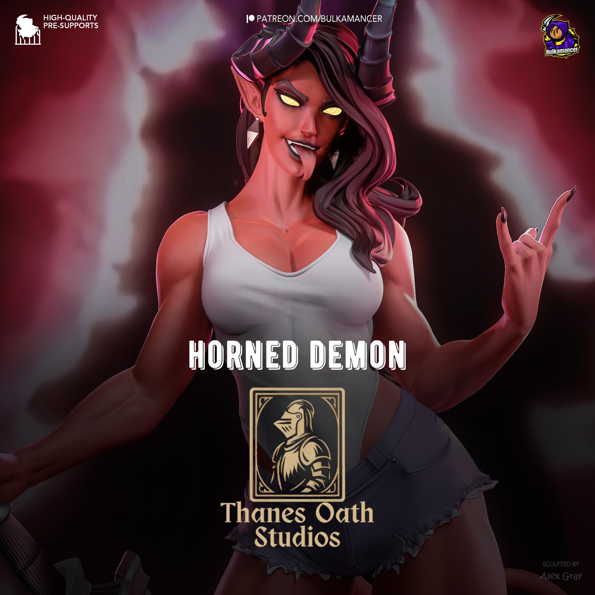 Horned Demon - Dark Fantasy Demonic Gothic Malevola Resin Figure 16K