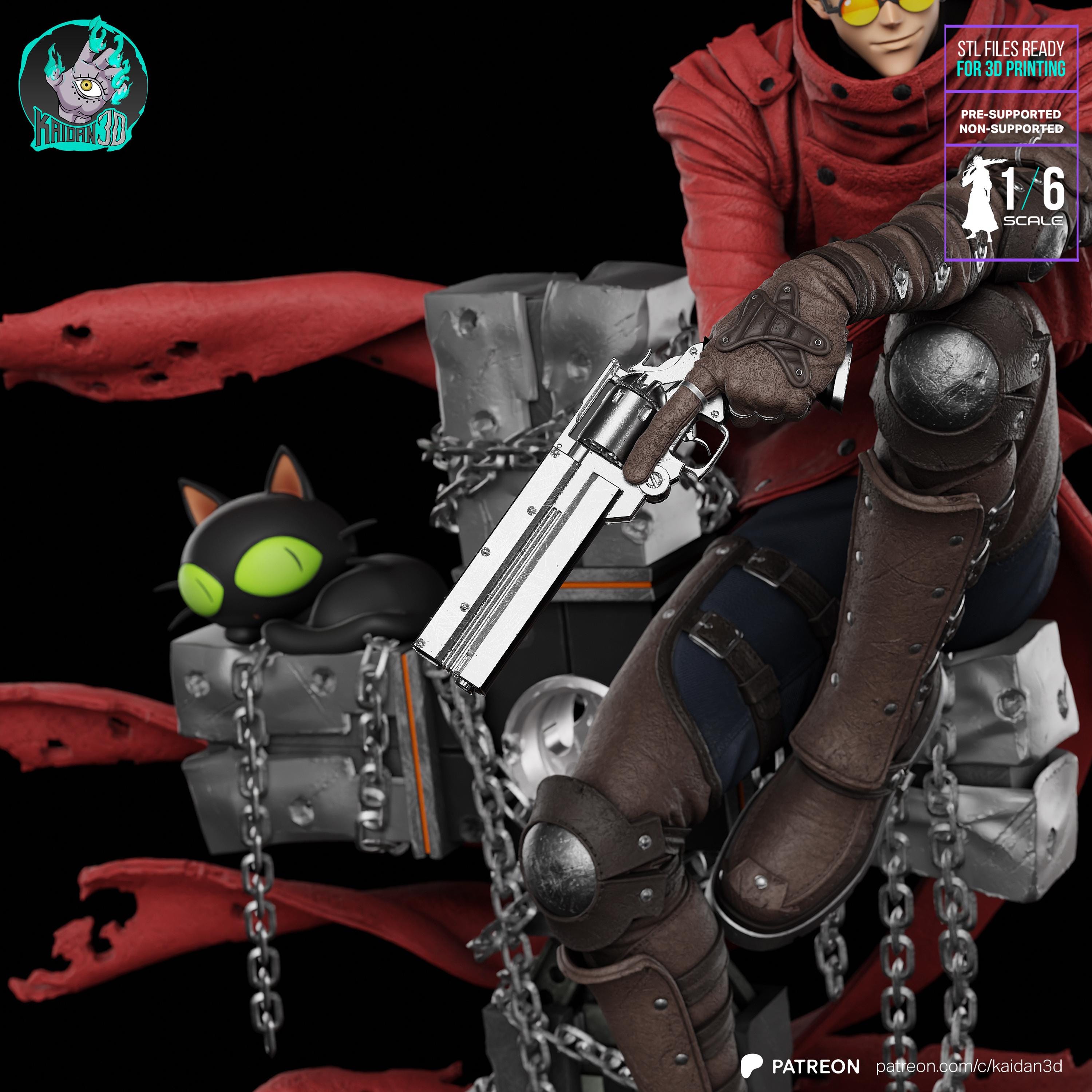 The Smiling Catastrophe - Gunslinger Sci-fi Western Outlaw Anime Vash The Stampede Resin Figure 16K