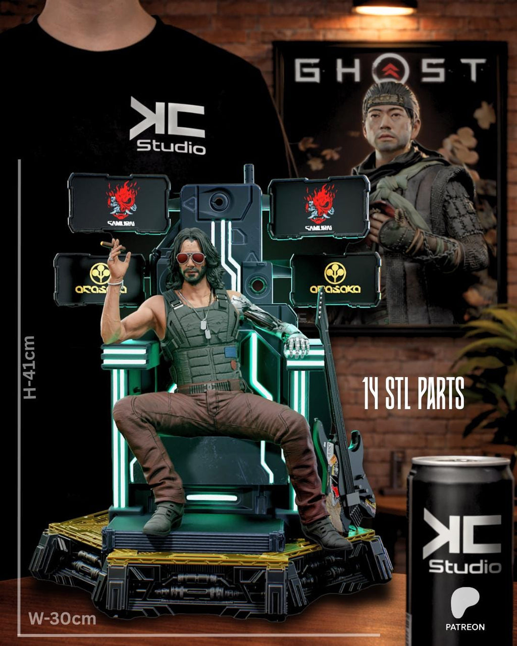 Chrome-Armed Rebel - Sci-fi Anti-Corp Legend Johnny Silverhand Resin Figure 16K