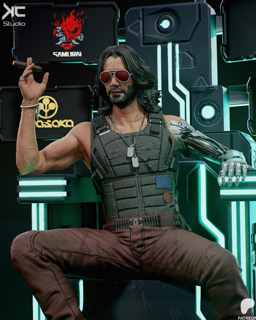 Chrome-Armed Rebel - Sci-fi Anti-Corp Legend Johnny Silverhand Resin Figure 16K