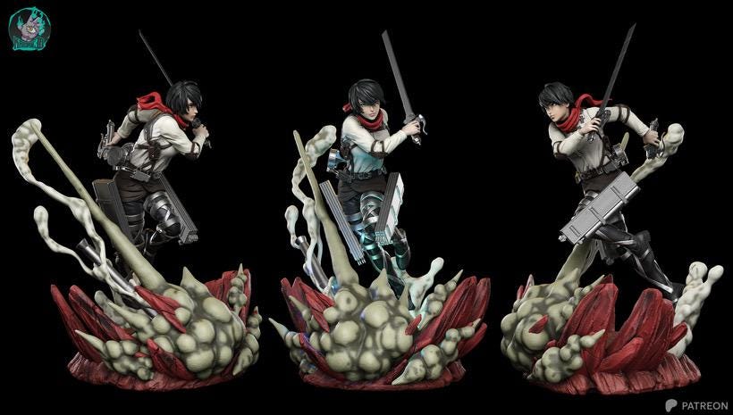 Blade Of The Inner Wall - Anime Warrior Swordswoman Protector Mikasa Ackerman Resin Figure 16K