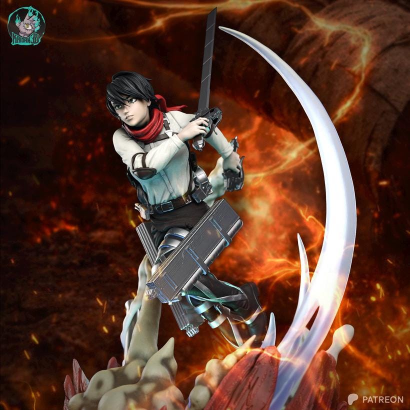 Blade Of The Inner Wall - Anime Warrior Swordswoman Protector Mikasa Ackerman Resin Figure 16K
