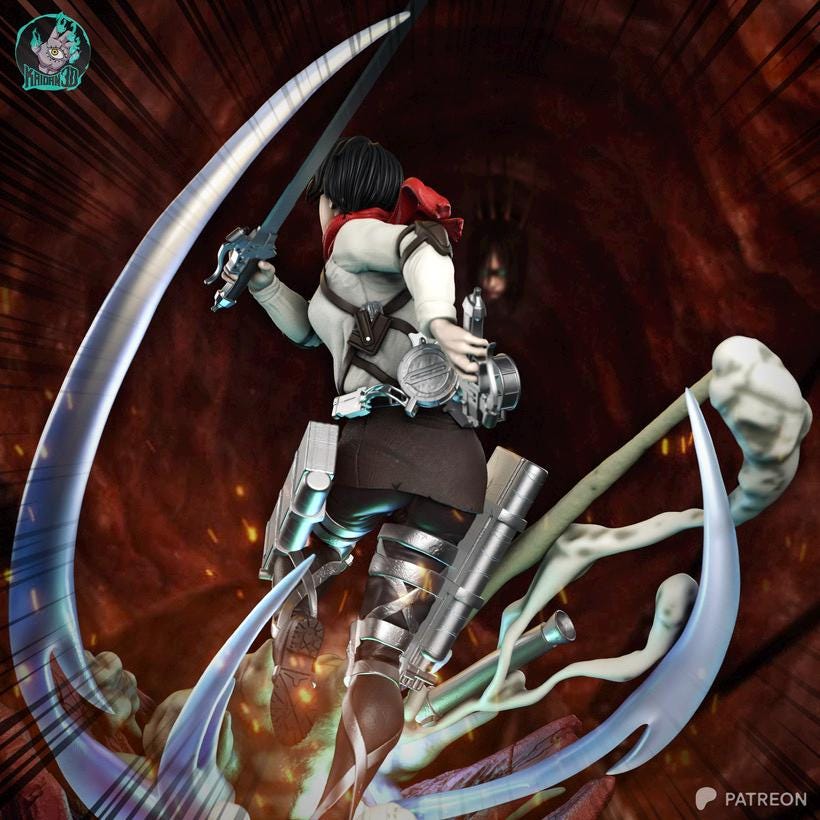 Blade Of The Inner Wall - Anime Warrior Swordswoman Protector Mikasa Ackerman Resin Figure 16K