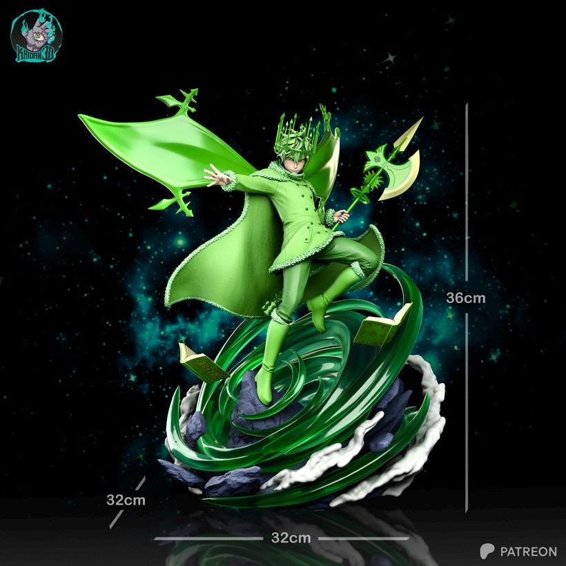 The Wind-Crowned Prodigy - Anime Mage Grimoire Spellcaster Yuno Resin Figure 16K