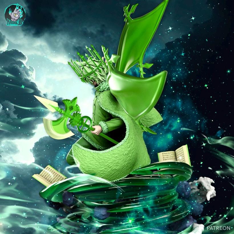 The Wind-Crowned Prodigy - Anime Mage Grimoire Spellcaster Yuno Resin Figure 16K