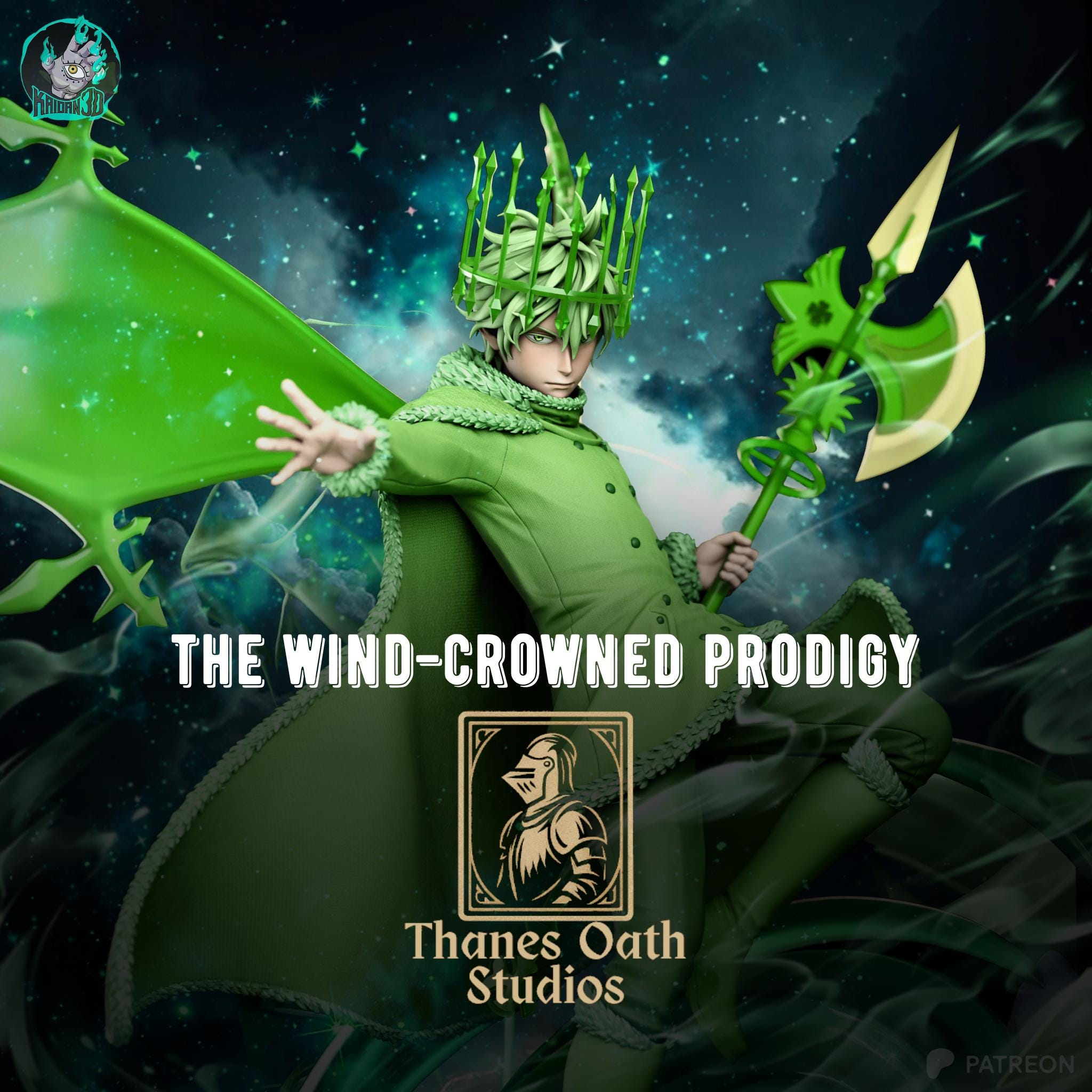 The Wind-Crowned Prodigy - Anime Mage Grimoire Spellcaster Yuno Resin Figure 16K