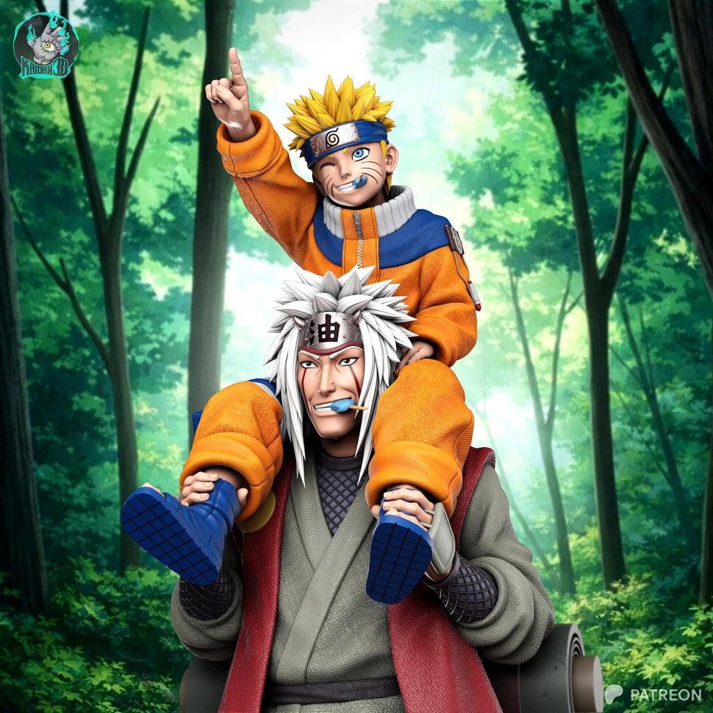 A Lesson Carried Forward - Anime Diorama Master Student Naruto And Jiraiya Resin Figure 16K