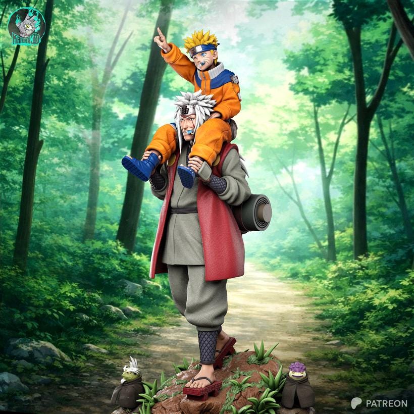 A Lesson Carried Forward - Anime Diorama Master Student Naruto And Jiraiya Resin Figure 16K