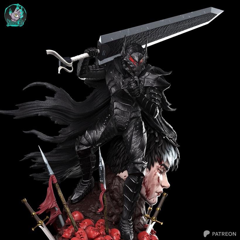 Black Iron Revenant - Dark Fantasy Berserker Knight Anime Guts Resin Figure 16K