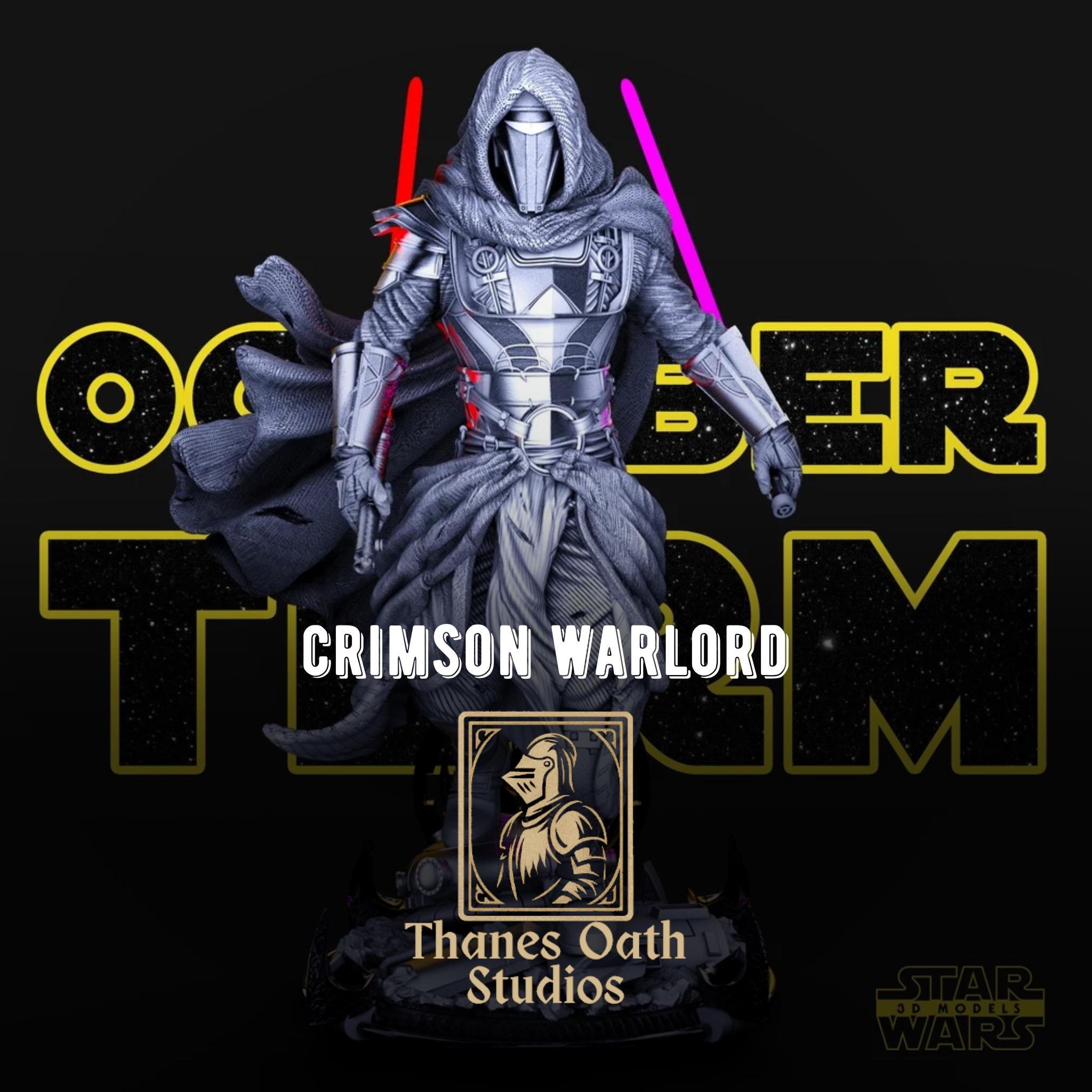 Crimson Warlord - Dark Lord Sci-Fi Mythic Horror Darth Revan Resin Figure 16K