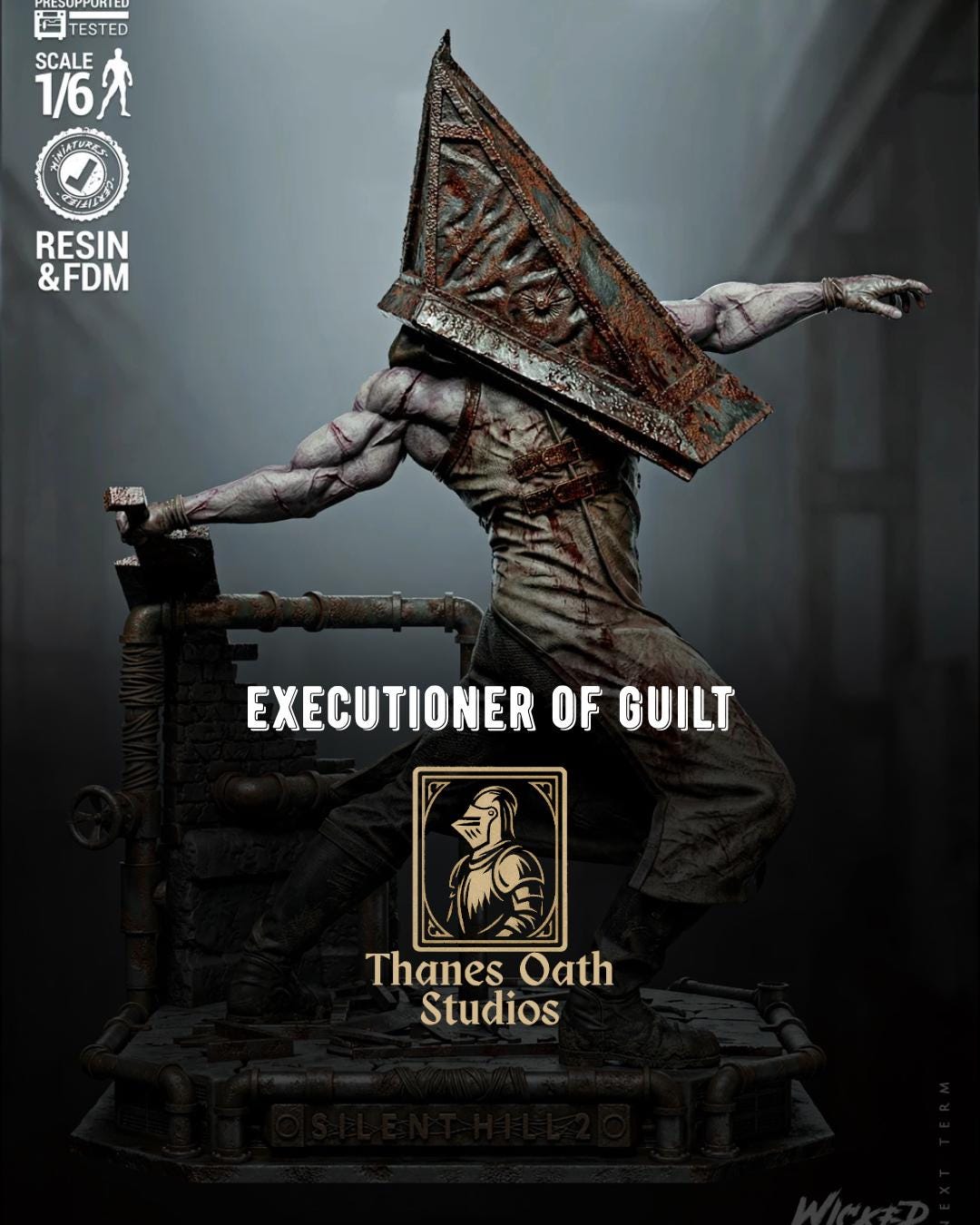 Executioner Of Guilt - Psychological Horror Monster Silent City Pryamid Head Resin Figure 16K