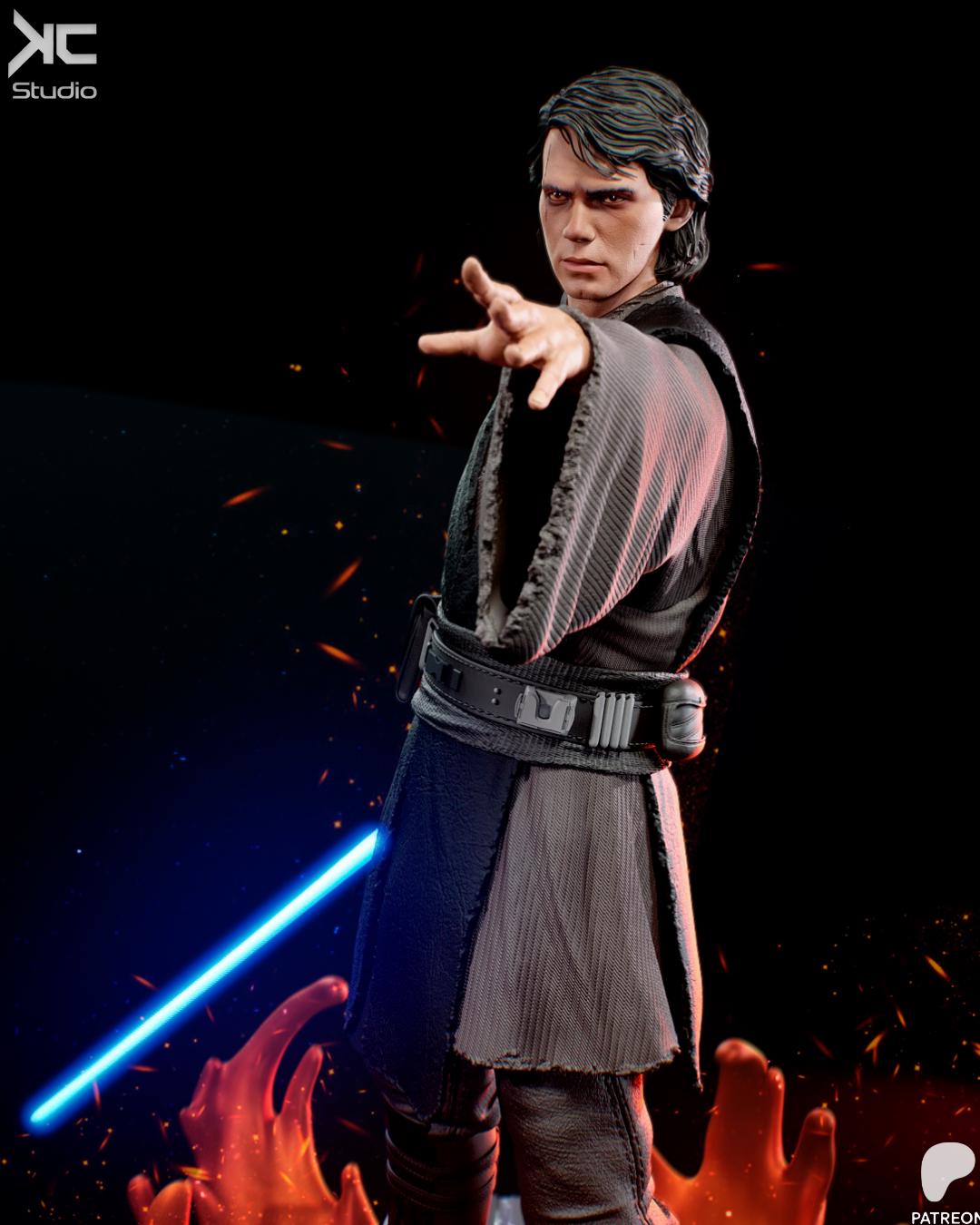 The Fallen Knight - Sci-fi Knight Force Wielder Anakin Skywalker Resin Figure 16K