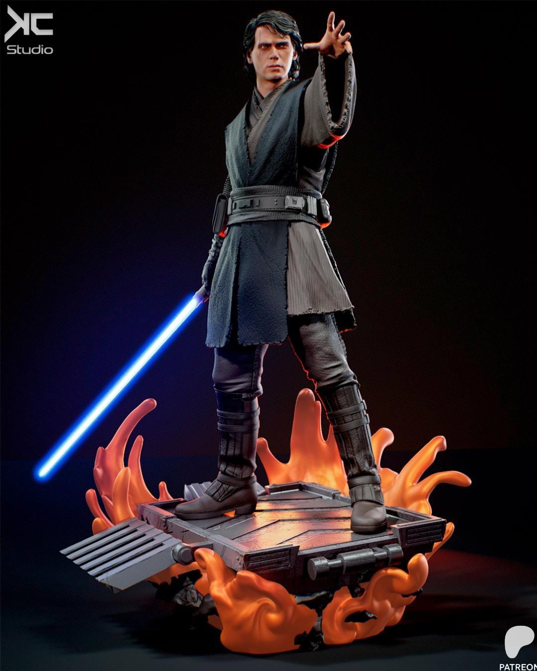 The Fallen Knight - Sci-fi Knight Force Wielder Anakin Skywalker Resin Figure 16K