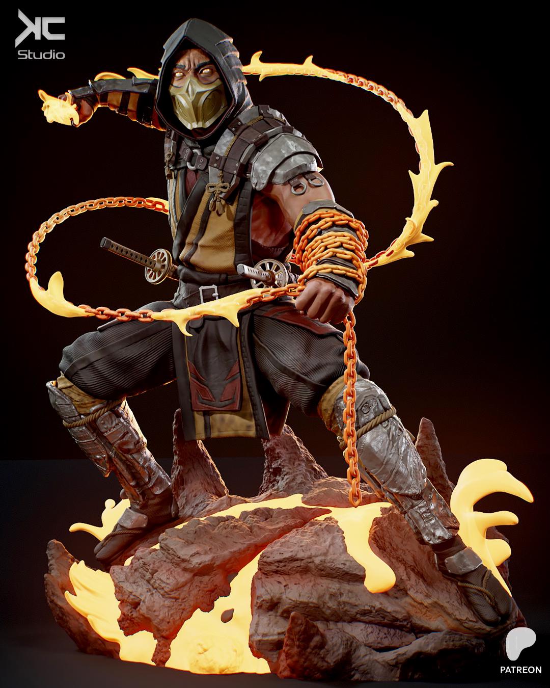 Infernal Revenant - Fire Ninja Martial Arts Fighting Fantasy Scorpion Resin Figure 16K