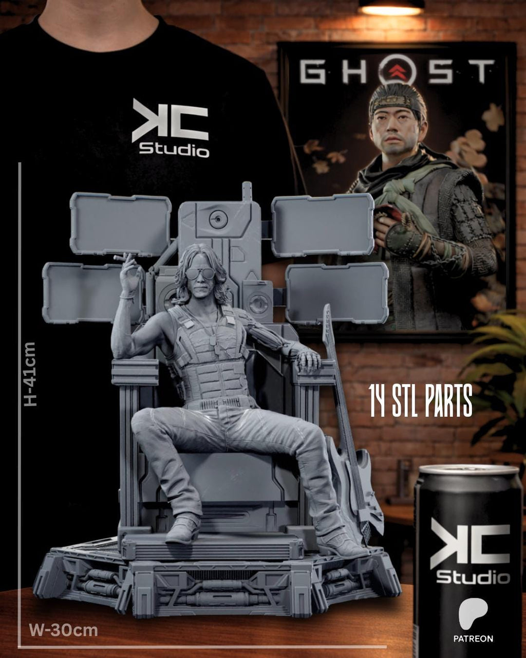 Chrome-Armed Rebel - Sci-fi Anti-Corp Legend Johnny Silverhand Resin Figure 16K