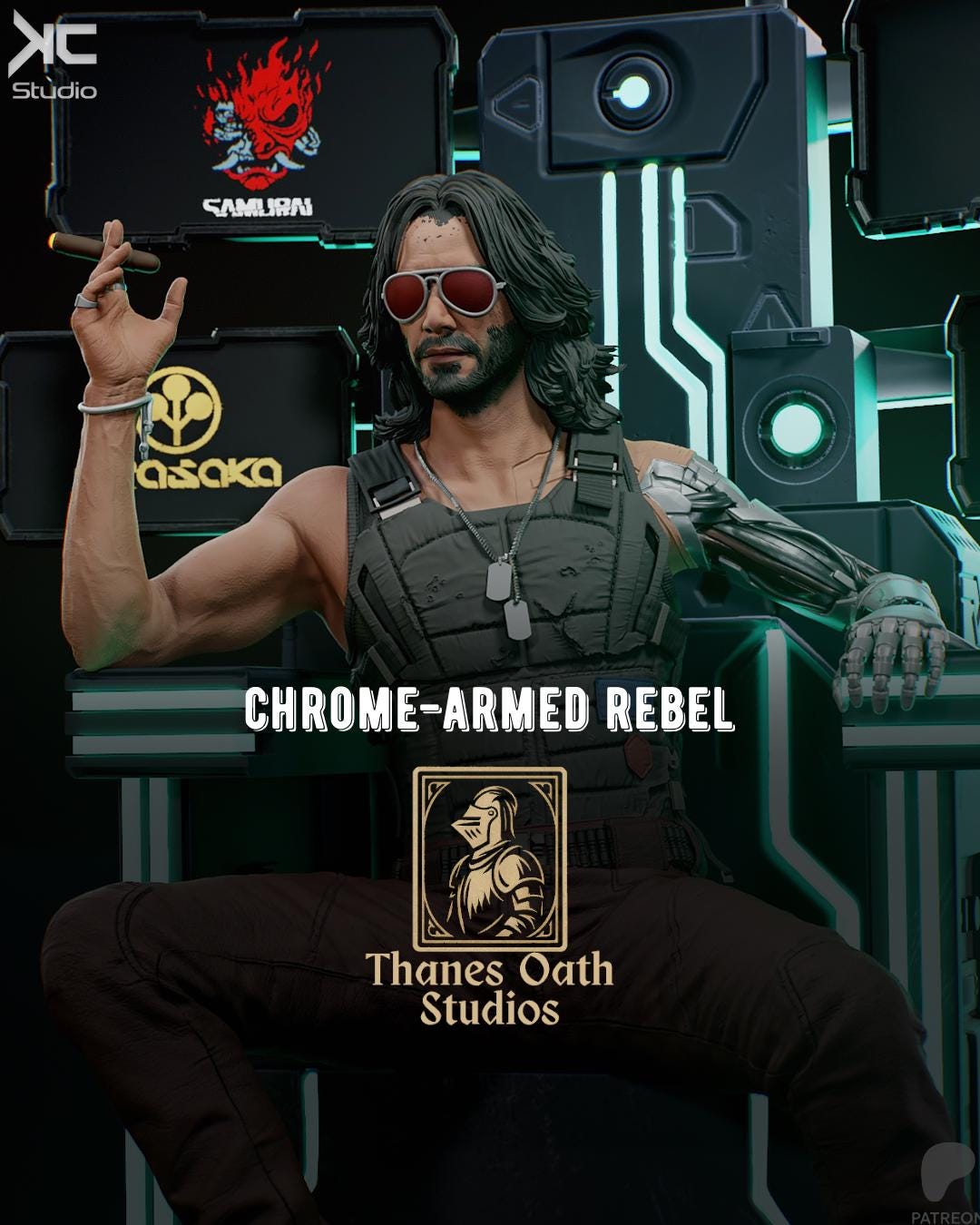 Chrome-Armed Rebel - Sci-fi Anti-Corp Legend Johnny Silverhand Resin Figure 16K