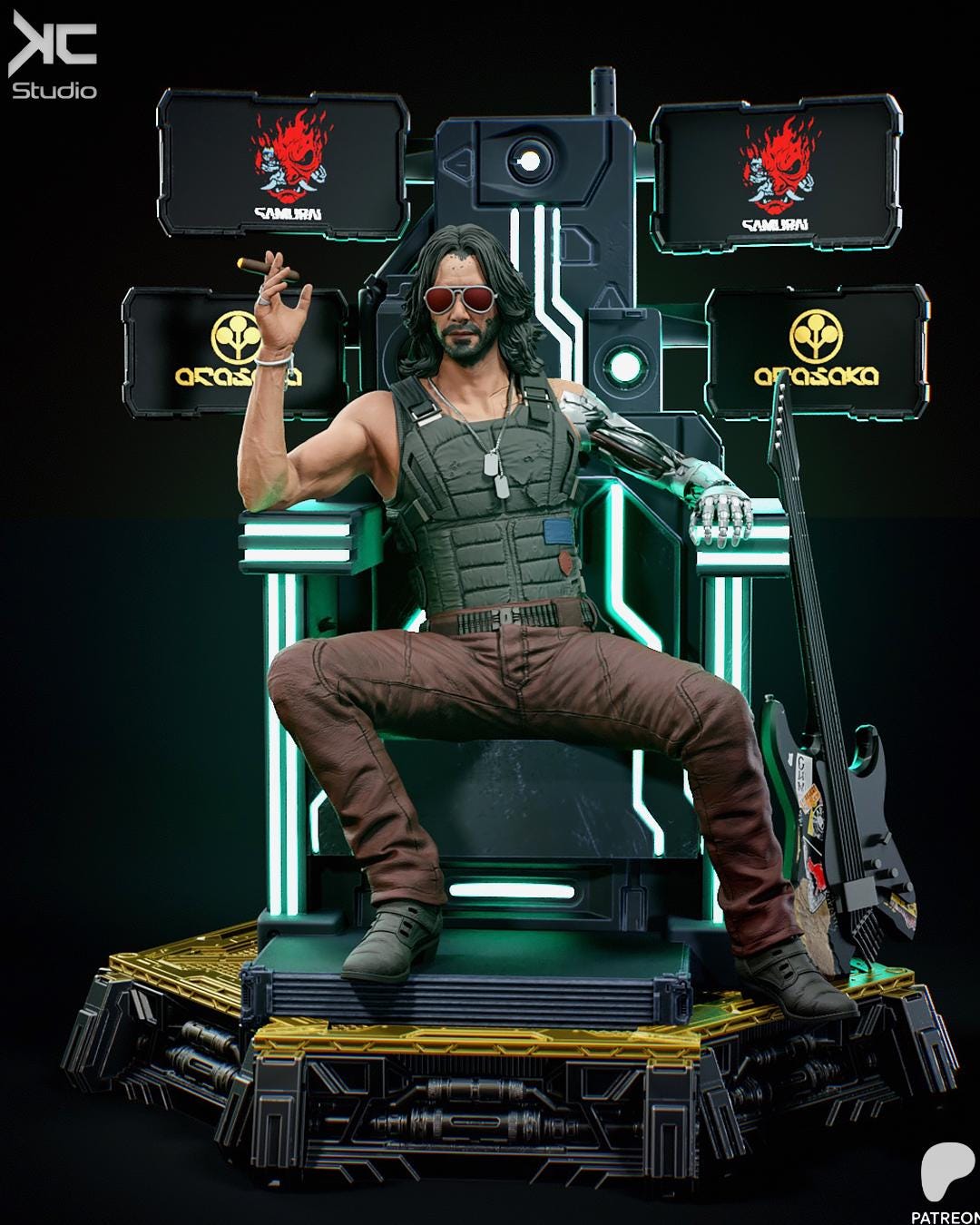 Chrome-Armed Rebel - Sci-fi Anti-Corp Legend Johnny Silverhand Resin Figure 16K