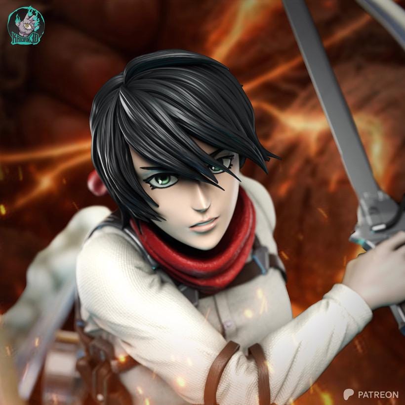 Blade Of The Inner Wall - Anime Warrior Swordswoman Protector Mikasa Ackerman Resin Figure 16K