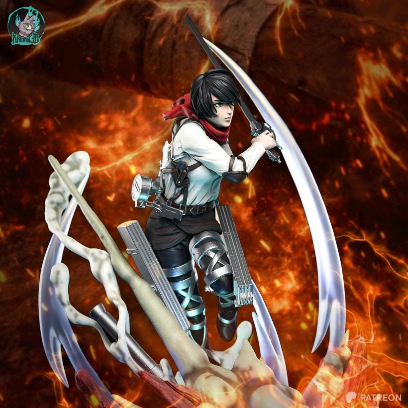 Blade Of The Inner Wall - Anime Warrior Swordswoman Protector Mikasa Ackerman Resin Figure 16K