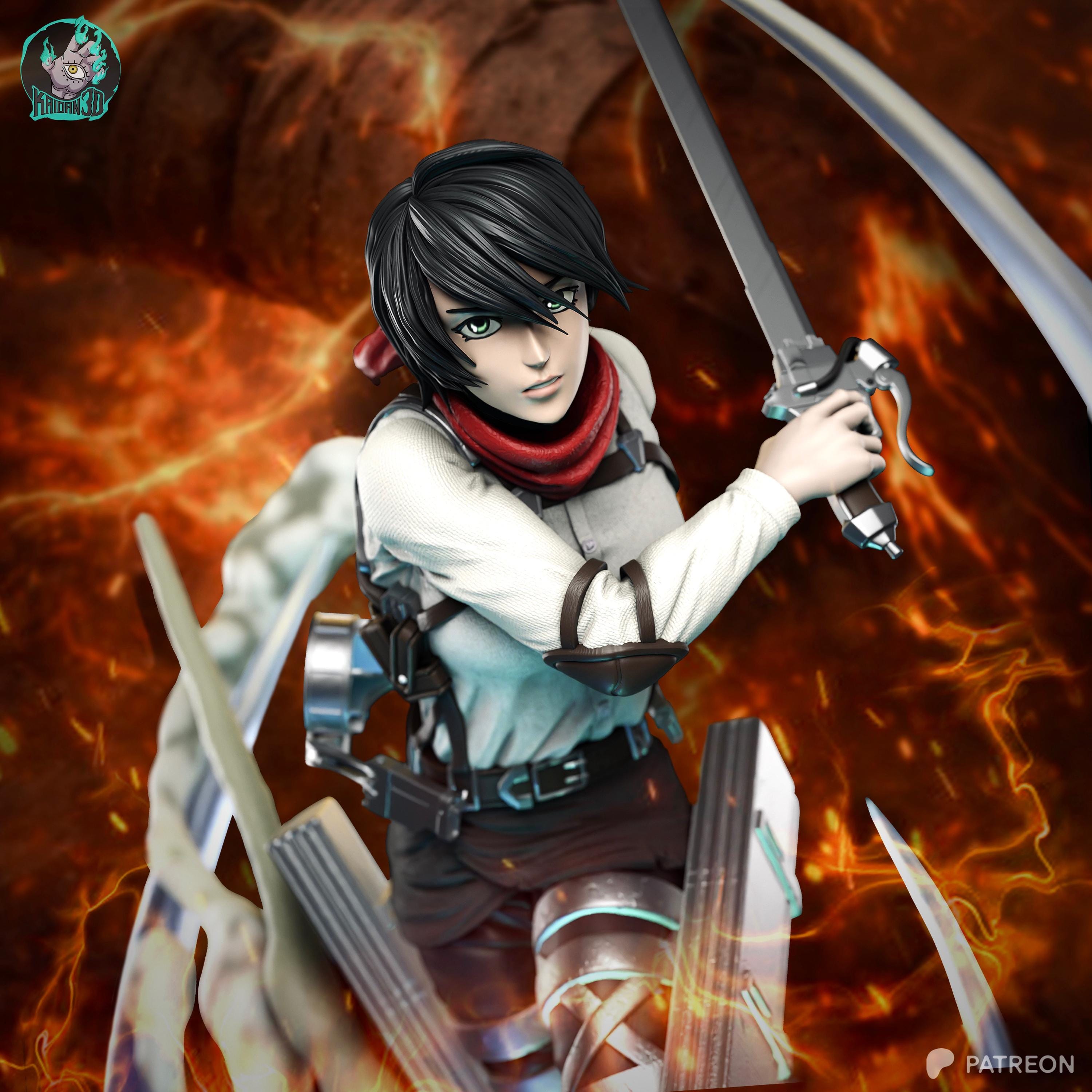 Blade Of The Inner Wall - Anime Warrior Swordswoman Protector Mikasa Ackerman Resin Figure 16K