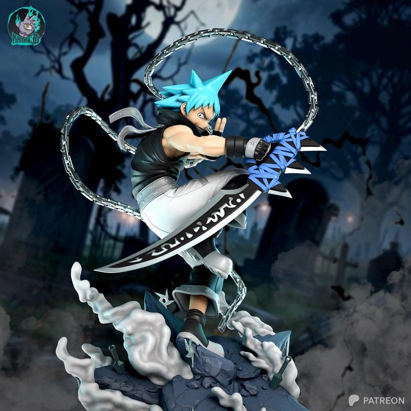 Ego Of The Shadow Blade - Anime Assassin Anti Hero Black Star Resin Figure 16K