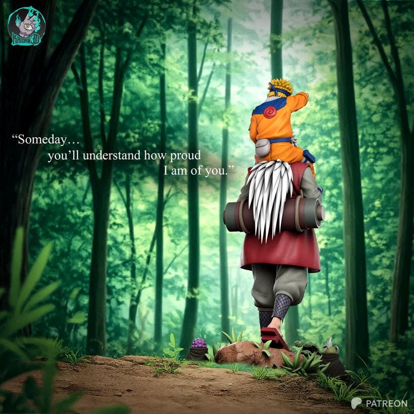 A Lesson Carried Forward - Anime Diorama Master Student Naruto And Jiraiya Resin Figure 16K