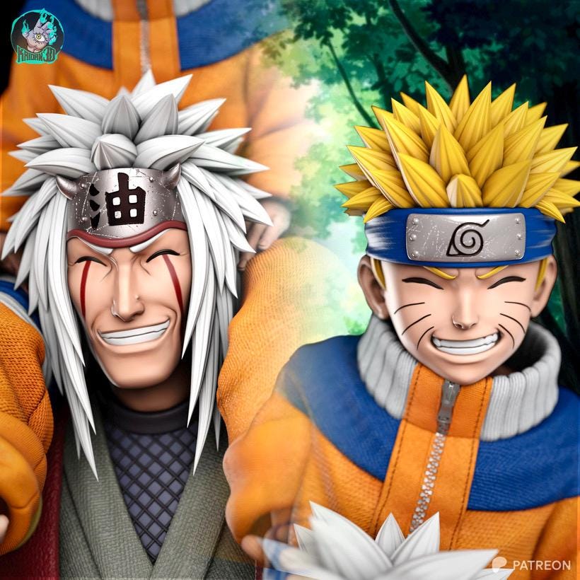 A Lesson Carried Forward - Anime Diorama Master Student Naruto And Jiraiya Resin Figure 16K