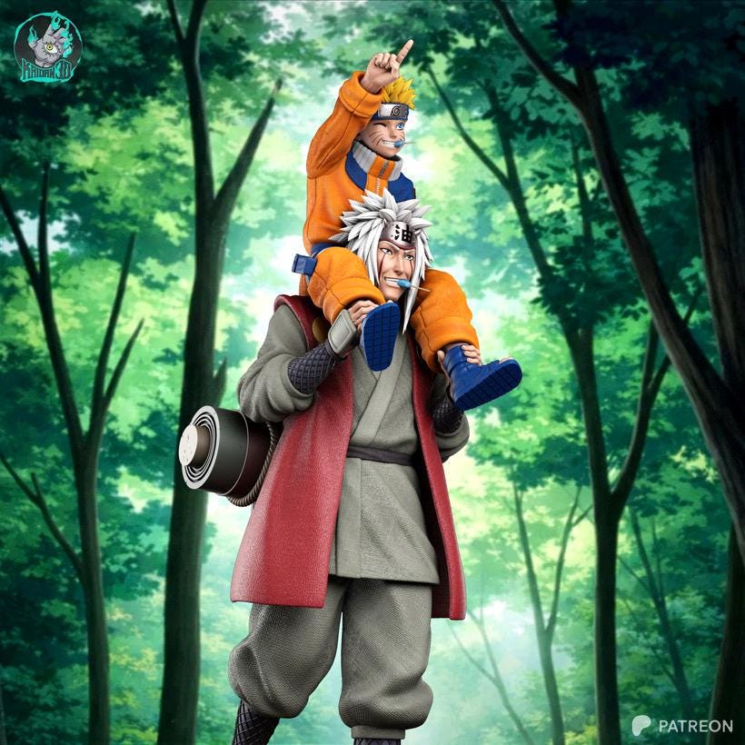 A Lesson Carried Forward - Anime Diorama Master Student Naruto And Jiraiya Resin Figure 16K
