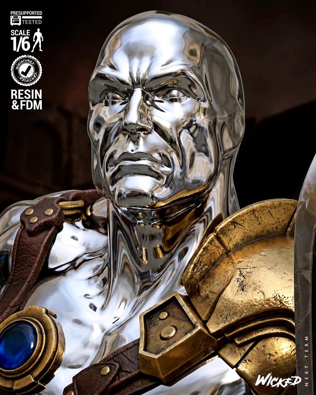 Chrome Herald - Cosmic Arena Gladiator Chrome Champion Silver Surfer Resin Figure 16K