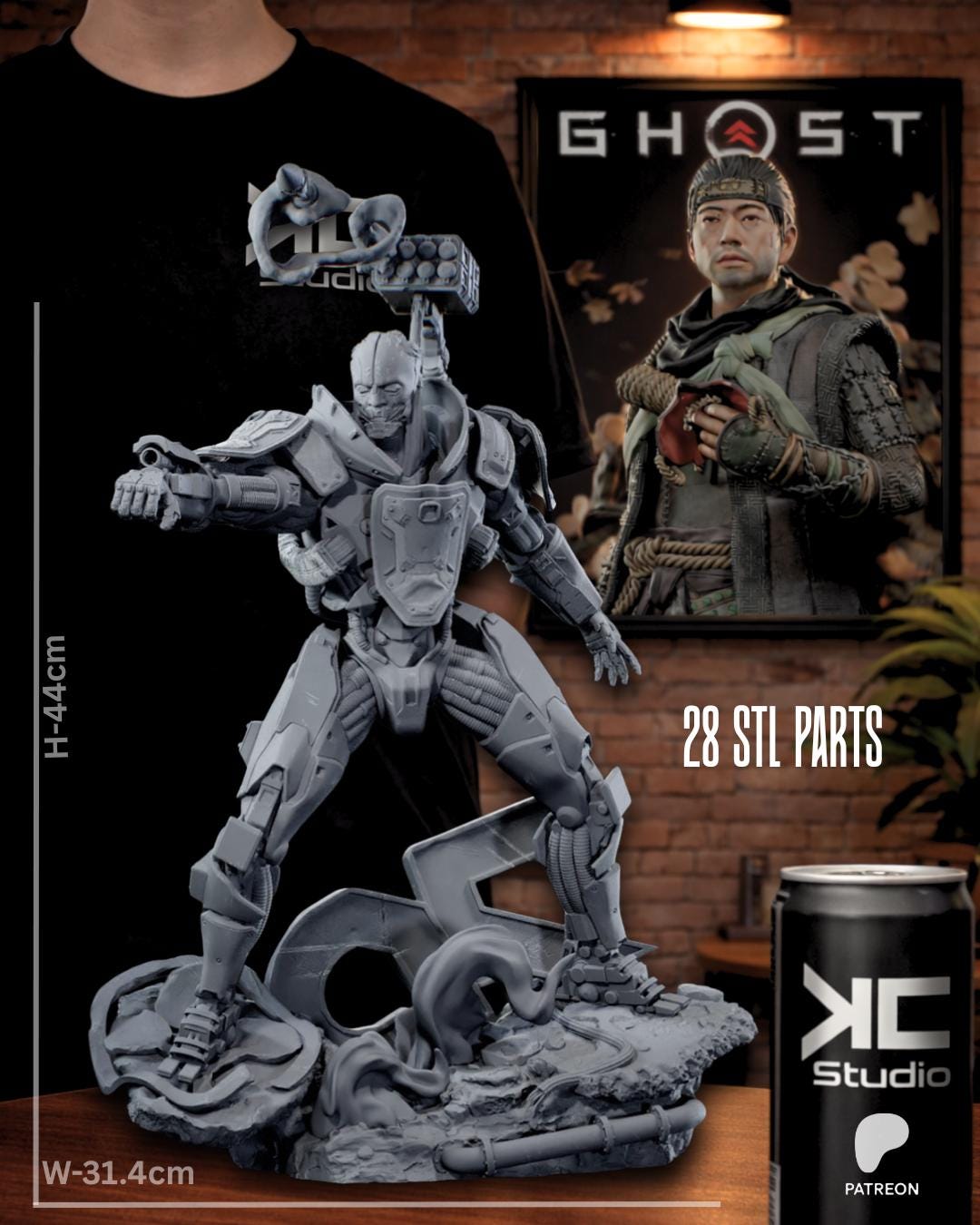 Full-Metal Reaper - Cyber Warrior Mech Augmented Terror Adam Smasher Resin Figure 16K