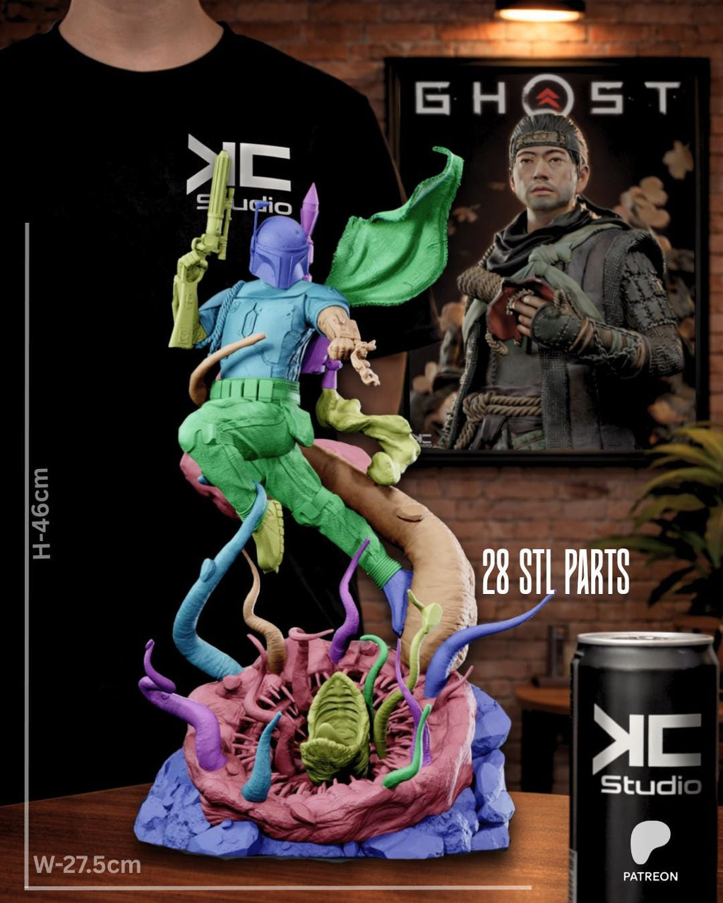 The Iron Tracker - Sci-Fi Bounty Hunter Galactic Outlaw Boba Fett Resin Figure 16K