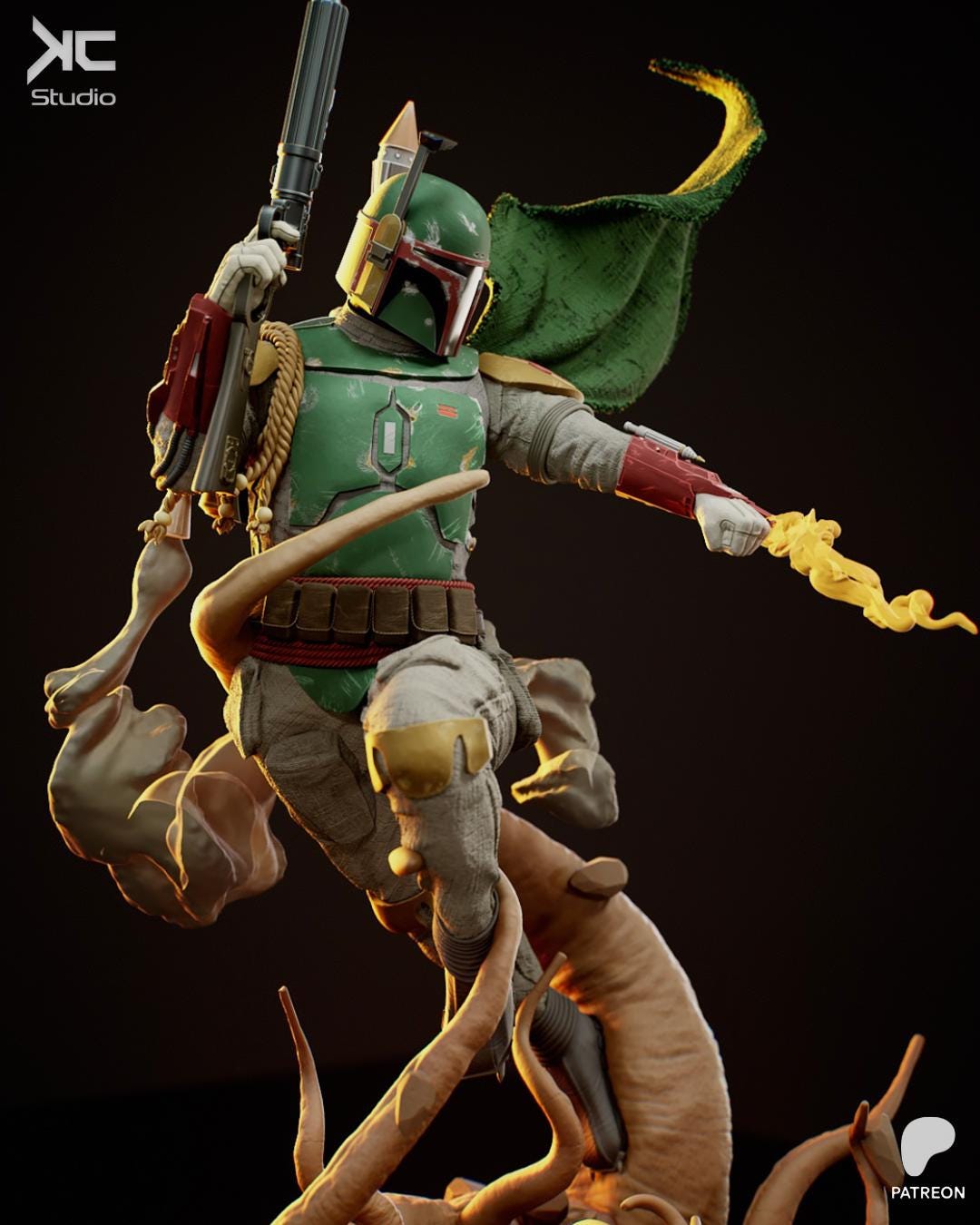 The Iron Tracker - Sci-Fi Bounty Hunter Galactic Outlaw Boba Fett Resin Figure 16K