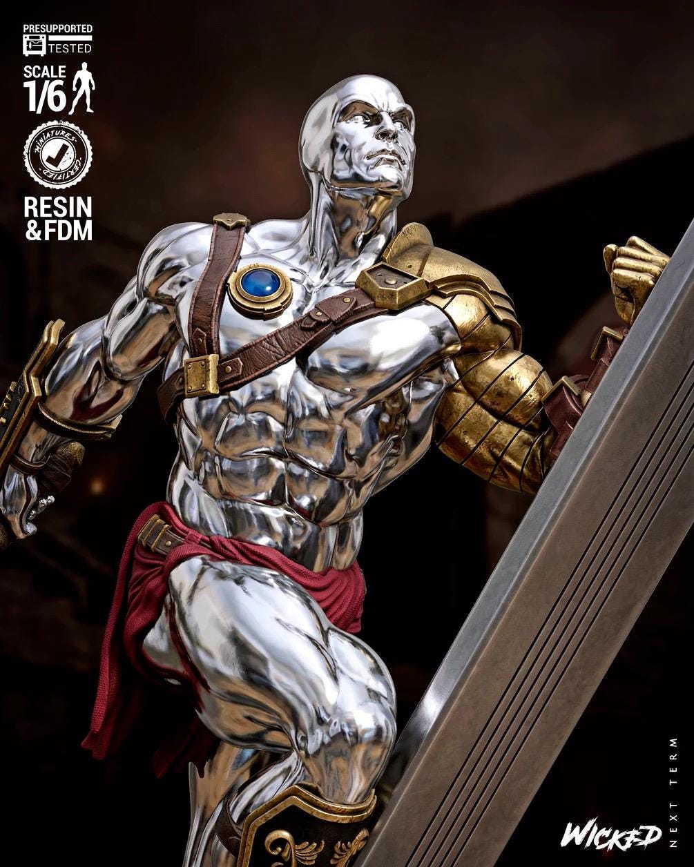 Chrome Herald - Cosmic Arena Gladiator Chrome Champion Silver Surfer Resin Figure 16K