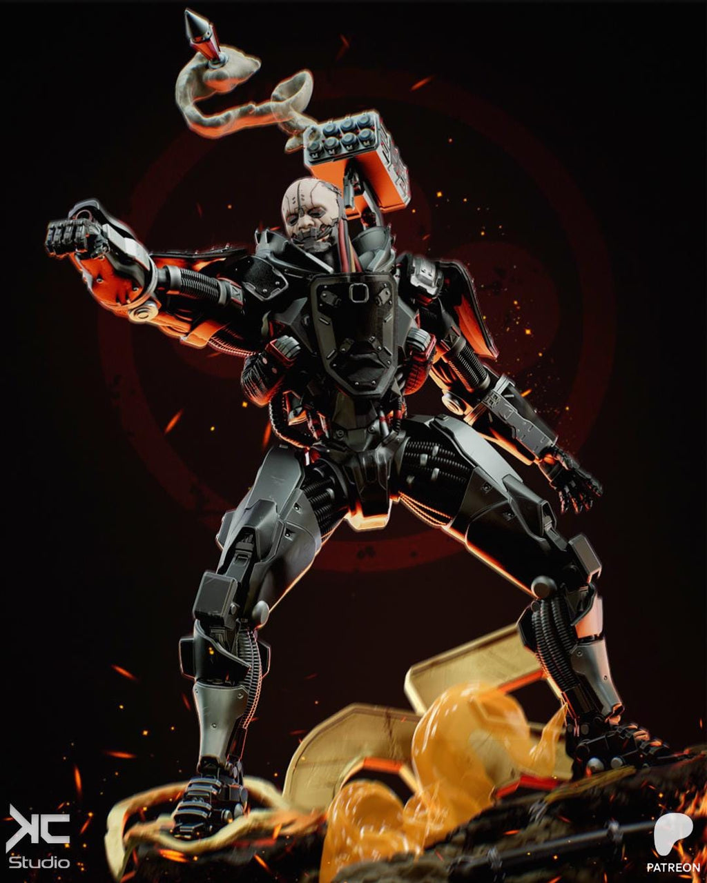 Full-Metal Reaper - Cyber Warrior Mech Augmented Terror Adam Smasher Resin Figure 16K