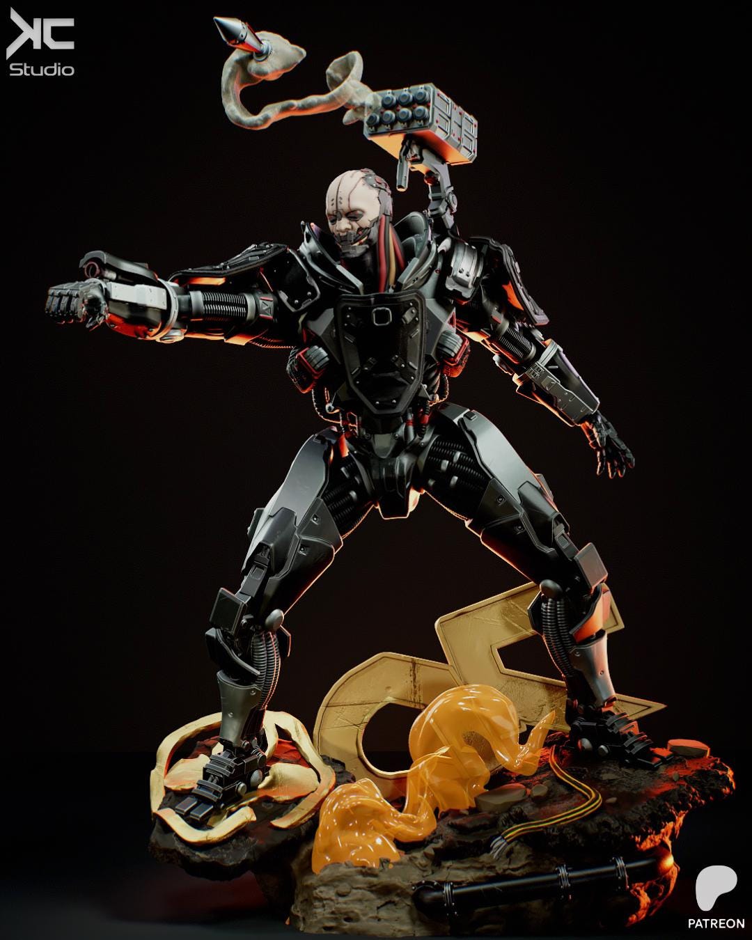 Full-Metal Reaper - Cyber Warrior Mech Augmented Terror Adam Smasher Resin Figure 16K