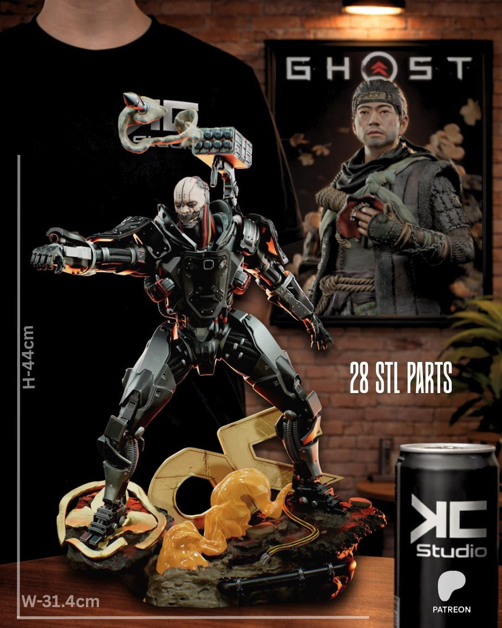 Full-Metal Reaper - Cyber Warrior Mech Augmented Terror Adam Smasher Resin Figure 16K