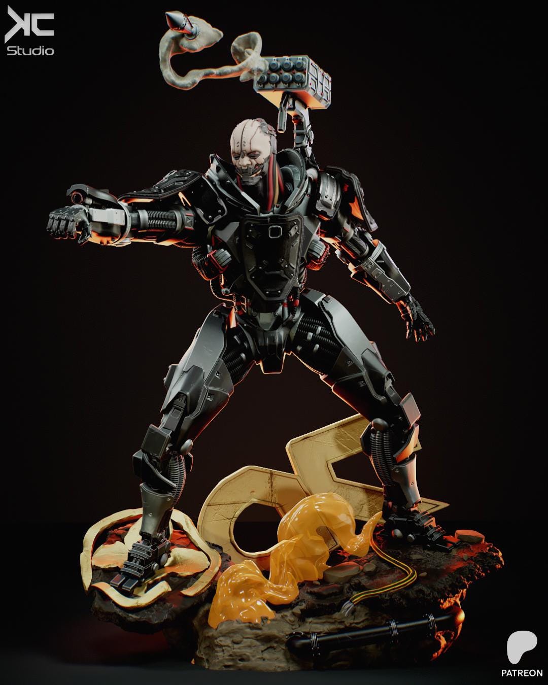 Full-Metal Reaper - Cyber Warrior Mech Augmented Terror Adam Smasher Resin Figure 16K